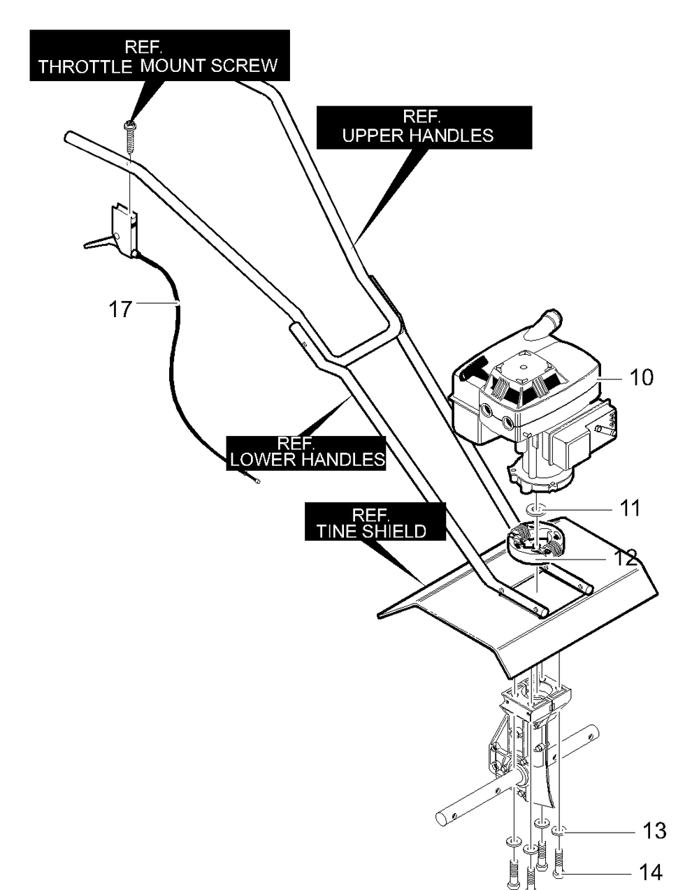 Engine Mount Diagram and Parts List for 11052X4D 2003 Briggs and Stratton Cultivator